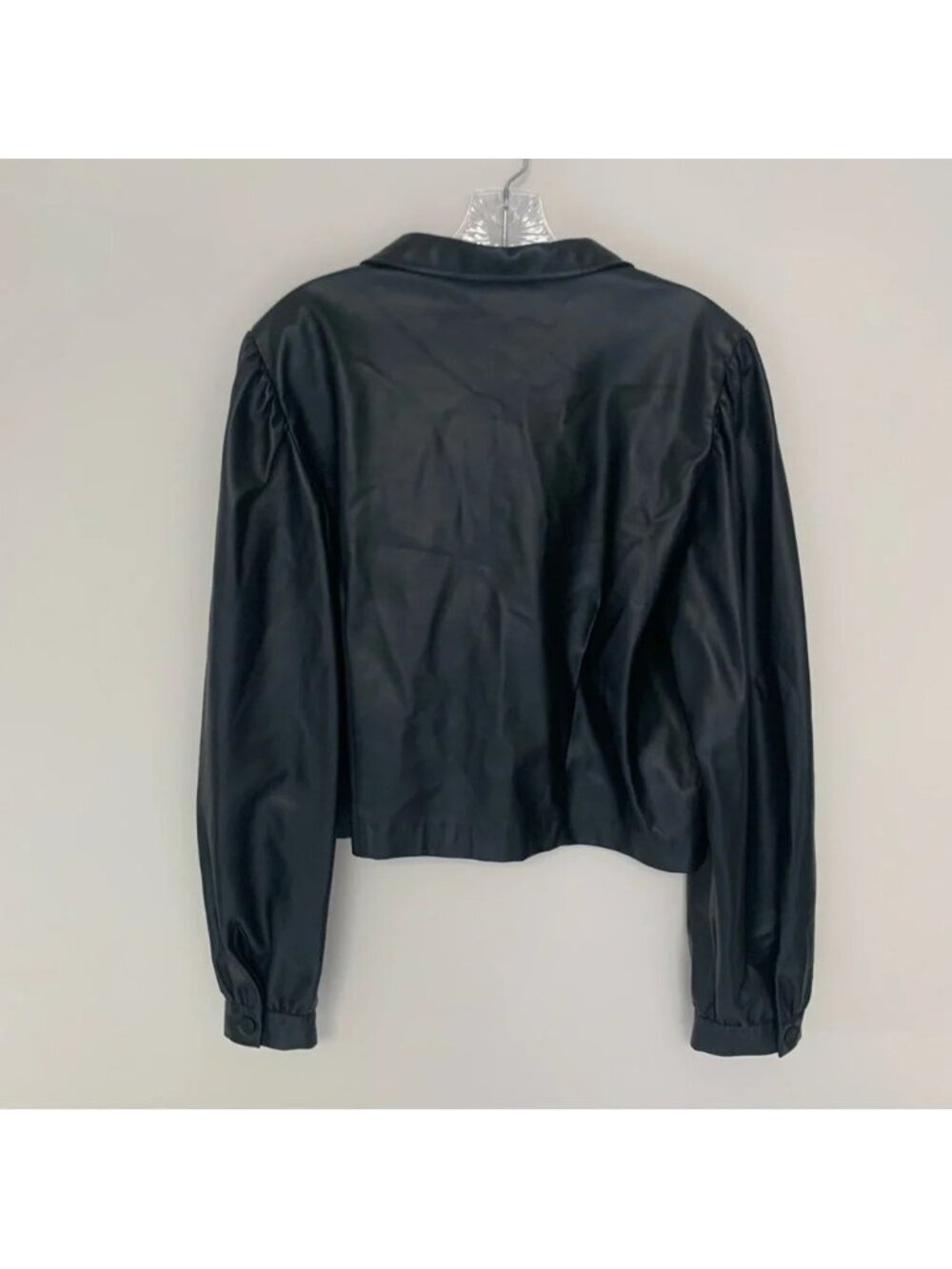 Zara Black Faux Leather Cropped Jacket  XXL - Picture 6 of 14